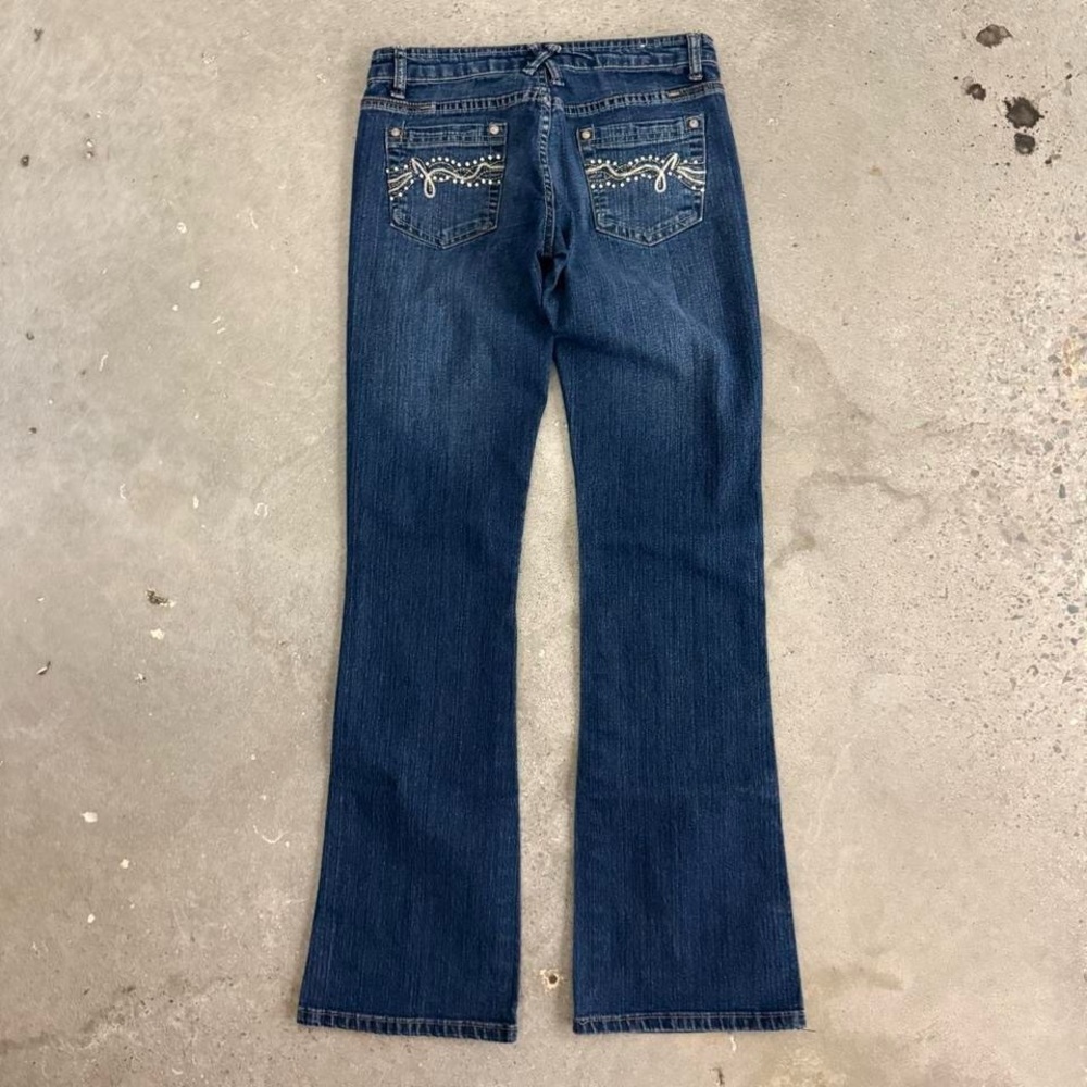 Vintage Y2K L2 Low Rise Flared Dark Faded Wash Denim Jeans Size 3 - Picture 6 of 6